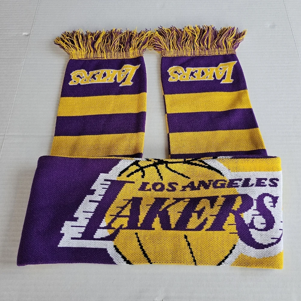 Los Angeles Lakers NBA Scarf Purple And Yellow W/ Fringe Edges Double Sided NWOT